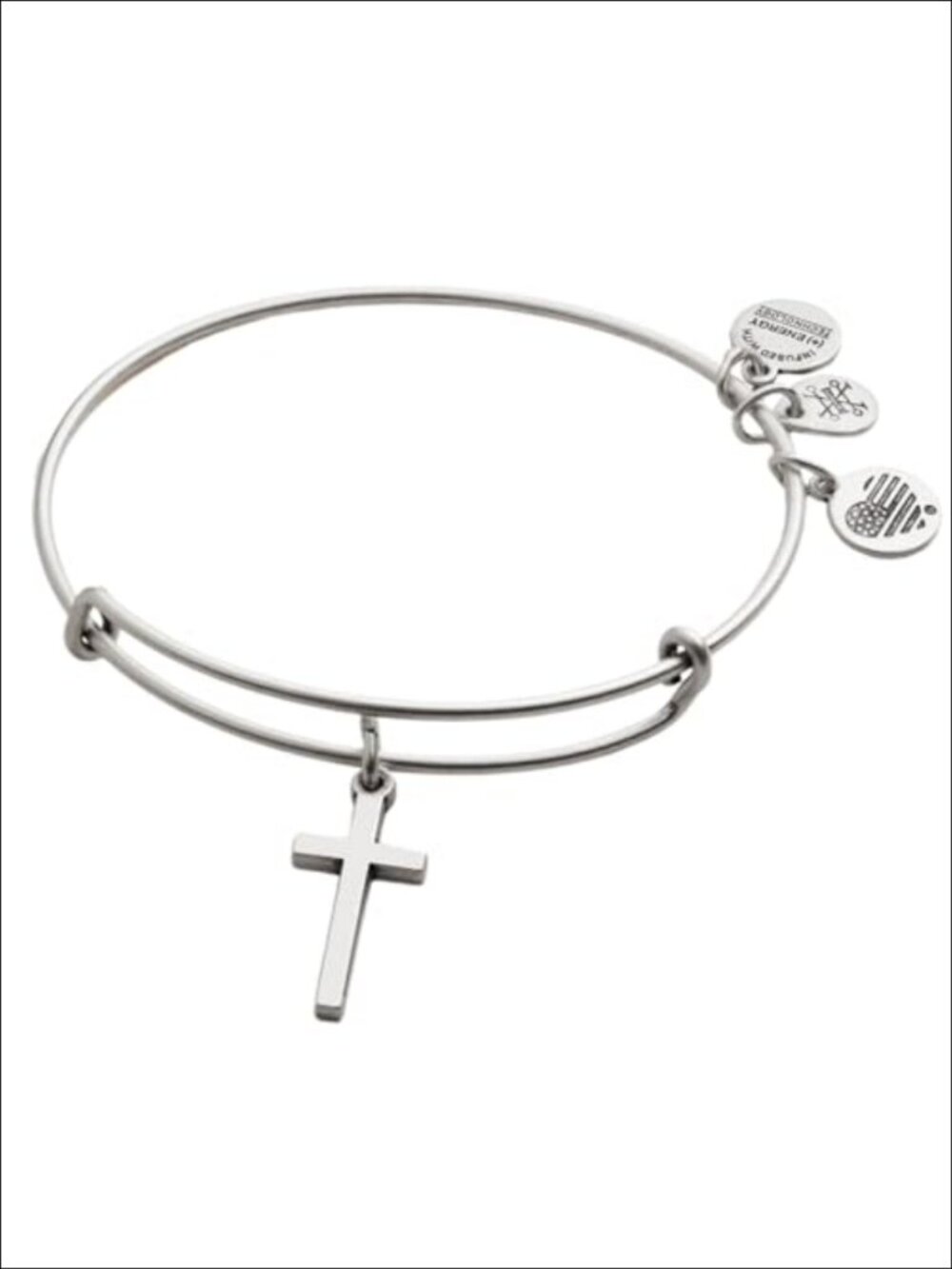 Alex and Ani Cross Charm Expandable Bangle Bracelet Brass Copper 2-3.5in
